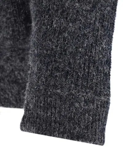 Paul Smith Textured Knit Sweater With Round Neckline In Timeless Grey In Black