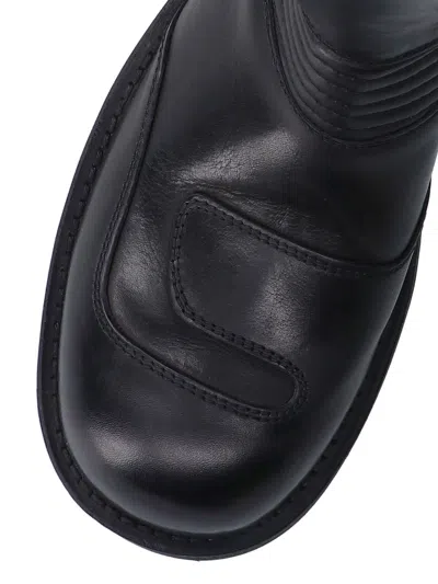 Mm6 Maison Margiela Black Calf Leather Biker Boots In Black