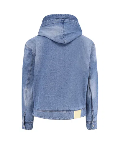 Axel Arigato Reed Zip-up Denim Jacket With Hood In Blue