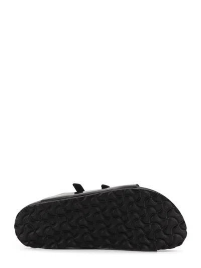 Birkenstock Black Sandals With Adjustable Straps And Gold-tone Buckles