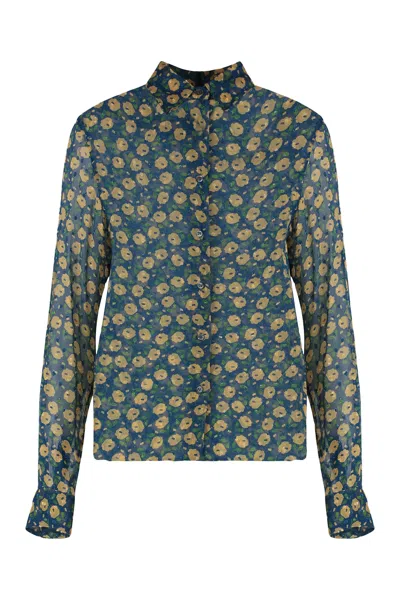 Aspesi Floral Print Long Sleeve Shirt In Multi