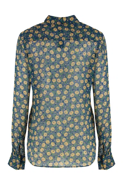 Aspesi Floral Print Long Sleeve Shirt In Multi