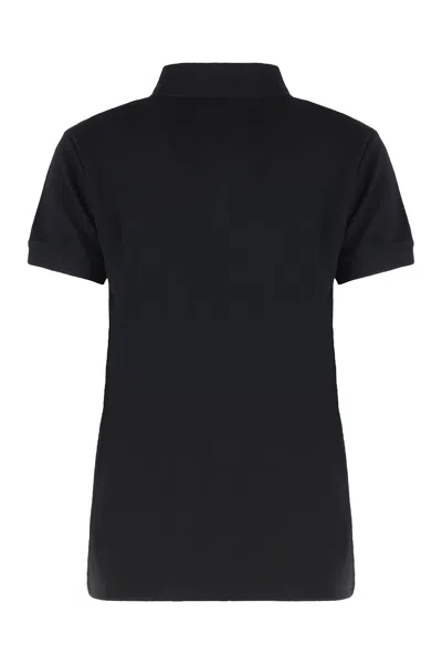 Maison Kitsuné Baby Fox-patch Polo Top In Black