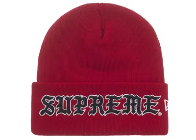 Pre-owned Supreme New Era Old English Beanie In Red