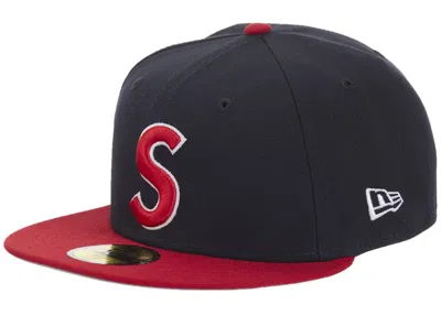Pre-owned Supreme New Era Reaper S Logo 59fifty Fitted Hat In Navy Blue