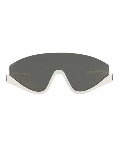 Pre-owned Gucci Women's  Shieldframe Injection Sunglasses In White White Grey (gg1650s/30015328/007)