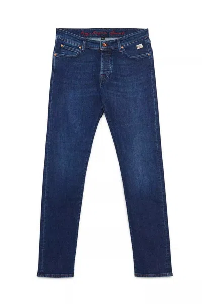 Roy Rogers Slim-fit Dark Wash Denim Jeans With Contrasting Stitching In Blue