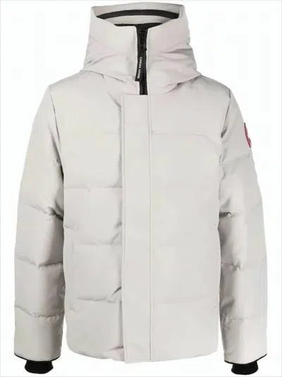 Canada Goose Quilted Down Jacket With High Collar In White