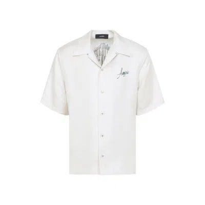 Amiri Short-sleeve Silk Camp Collar Shirt In White