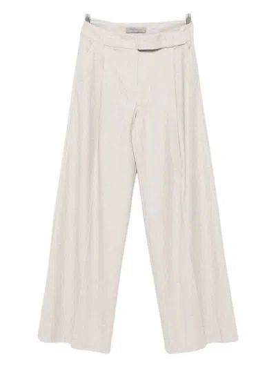 D Exterior Wide-leg Trousers With High Waist In White