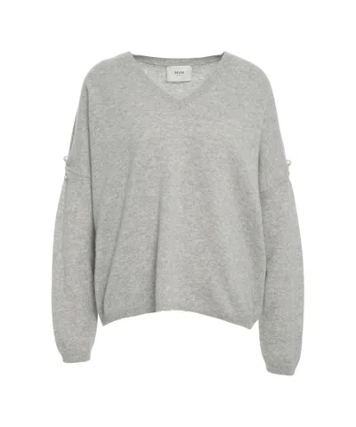 Mvm Cashmere Sweater With Pearls In White