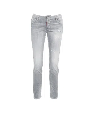Dsquared2 Distressed Low-waist Skinny Jeans In White