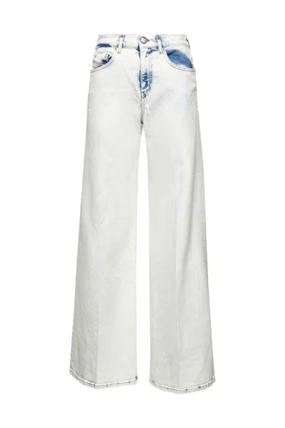 Diesel Wide-leg High-waist Jeans With Light Wash In White