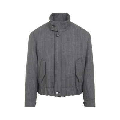 Ami Alexandre Mattiussi High Collar Jacket With Elasticated Hem And Pockets In Gray