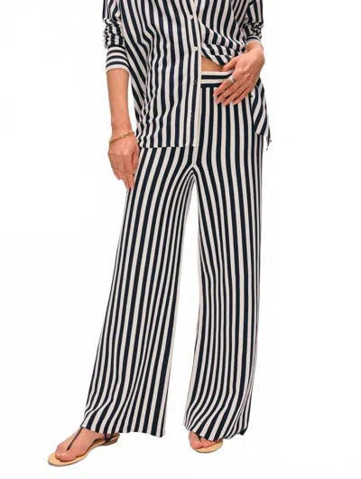 White + Warren Superfine Organic Cotton Striped Pant In Navy Blue/white In Multi