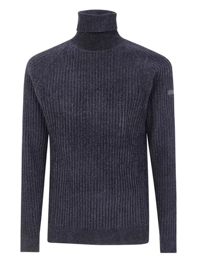 Rrd Fitted Black Sweater With High Turtleneck In Blue