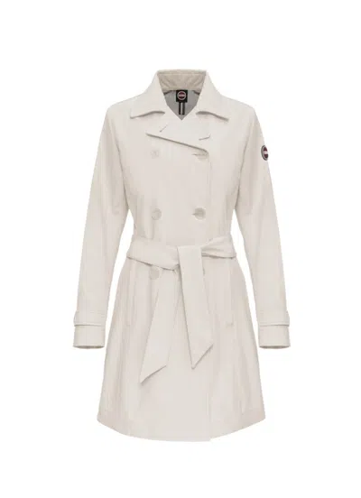 Colmar Originals Double-breasted Jacket With Adjustable Waist Belt In White