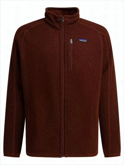 Patagonia Textured Full-zip Jacket In Dried Vanilla Brown In Burgundy