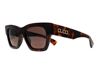 Pre-owned Gucci Rectangular Sunglasses In Havana Brown (gg1835s/002)