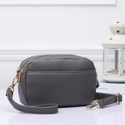 Fashnzfab Pebbled Faux Leather Crossbody Bag In Gray