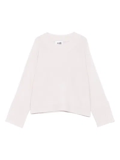 Alpha Studio Fitted Cashmere Blend Sweater In White