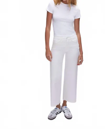 Good American Good Waist Cropped Palazzo Jeans In White In White