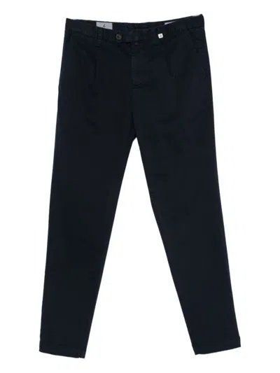 Myths Straight-leg Tailored Trousers In Deep Blue Cotton Blend In Black