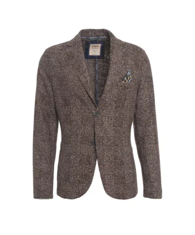 Bob Single-button Blazer With Textured Checkered Pattern In Gray