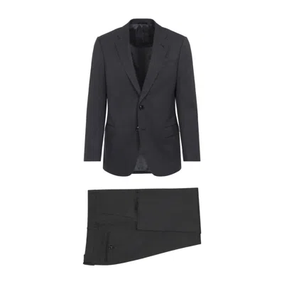 Giorgio Armani Dark Navy Single-breasted Two-piece Suit In Black