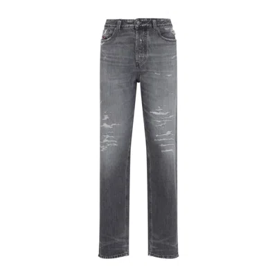 Diesel Faded Grey Distressed Denim Jeans In Gray