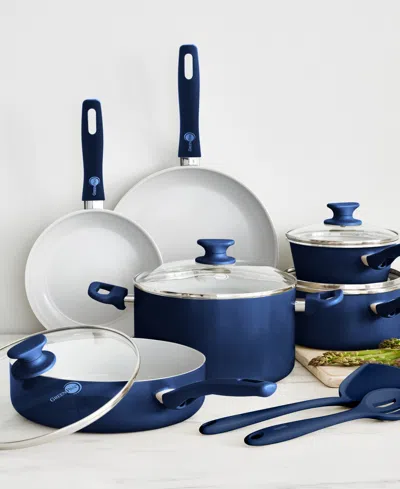 Greenpan Dover Ceramic Nonstick 12-piece Cookware Set In Blue