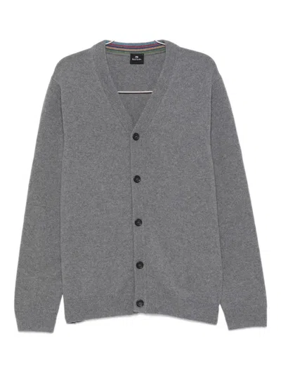 Paul Smith Classic Gray Cardigan With V-neck In Gray