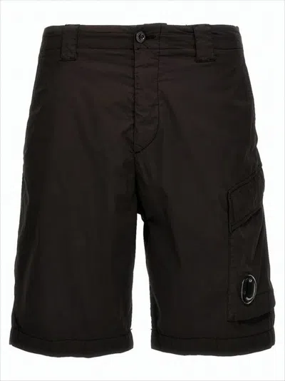 C.p. Company Tailored Cargo Shorts With Distinctive Pocket Details In Black