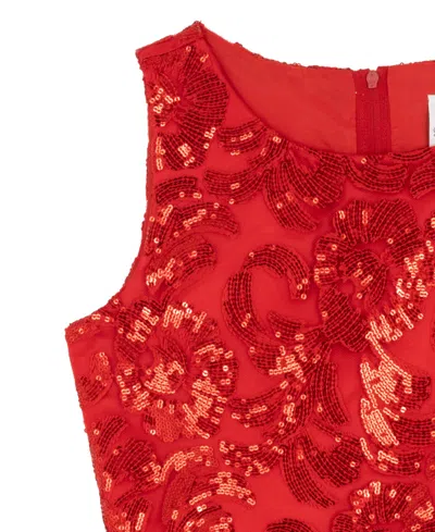 Rare Editions Girls 7-16 Embroidered A-line Hi-low Dress In Red