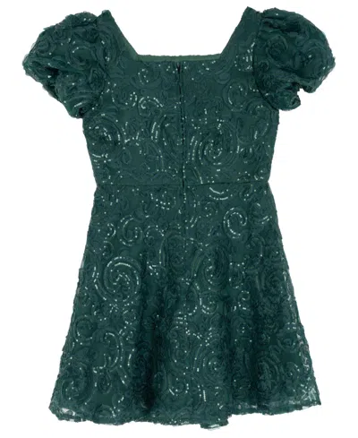 Rare Editions Girls 7-16 Soutache Short Sleeve A-line Dress In Green