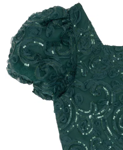 Rare Editions Girls 7-16 Soutache Short Sleeve A-line Dress In Green