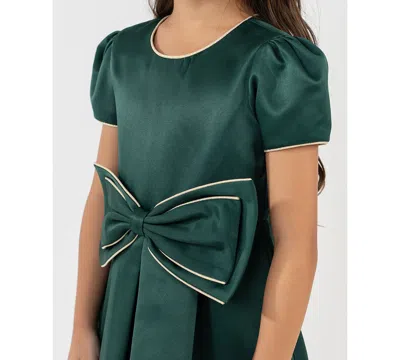 Rare Editions Girls 2t-6x Bow Detail Dress In Green