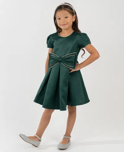 Rare Editions Girls 2t-6x Bow Detail Dress In Green