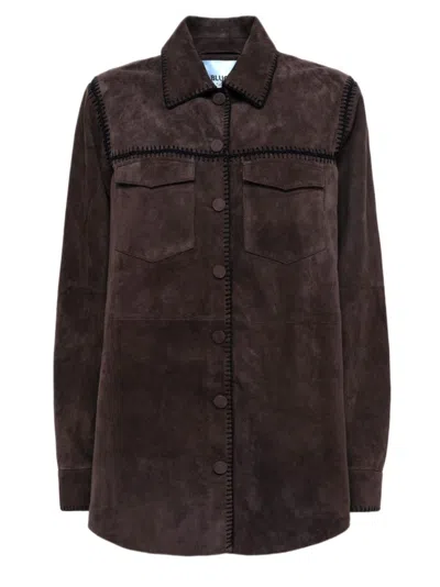 Blugirl Brown Suede-like Jacket With Whipstitch Detailing In Brown