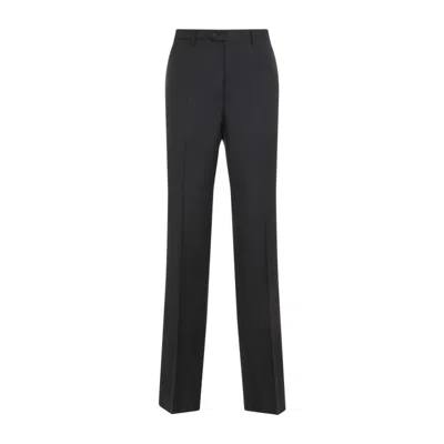 Lanvin Tailored Grey Virgin Wool Trousers In Black