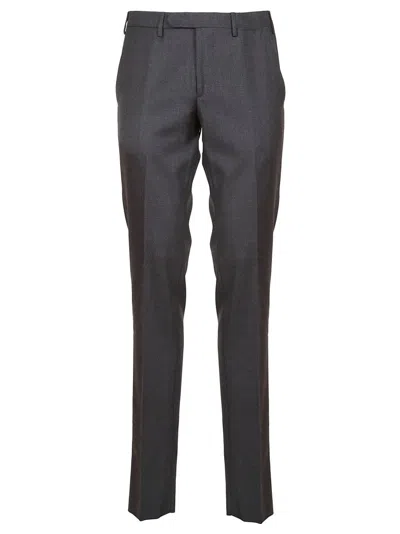 Biagio Santaniello Navy Blue Tailored Trousers With Straight Legs In Gray
