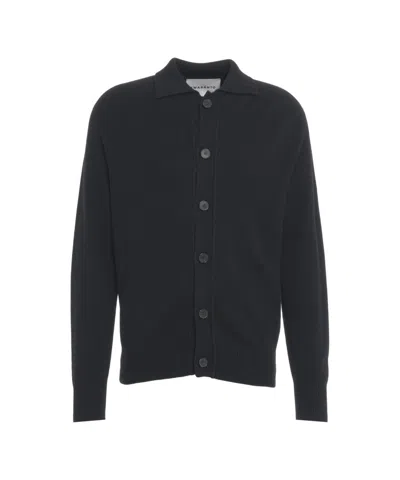 Amaranto Cardigan With Polo Collar And Full Button Closure In Black