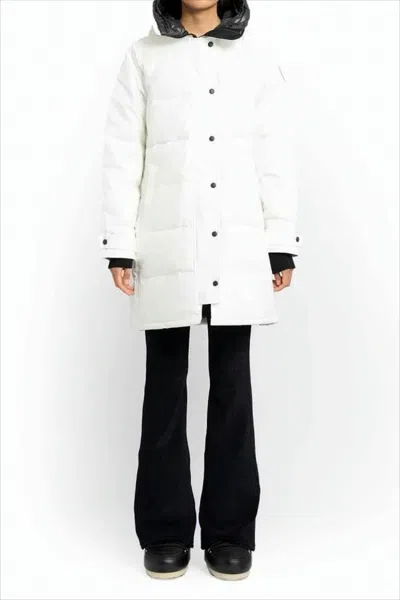 Canada Goose Quilted Down Coat With Hood And Snap-button Closure In Black