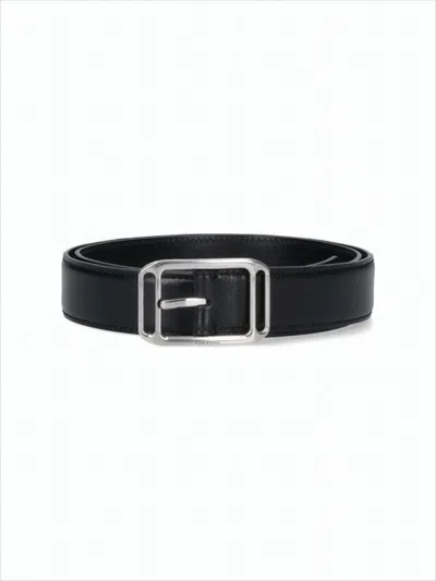 Tom Ford Adjustable Belt With Metal Rectangular Buckle In Black