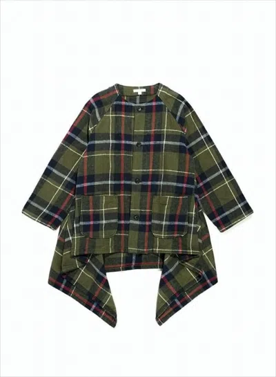 Engineered Garments Plaid Asymmetrical Hem Jacket With Button-down Closure In Multi