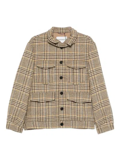 Amaranto Check-print Flap-pocket Coat In Brown