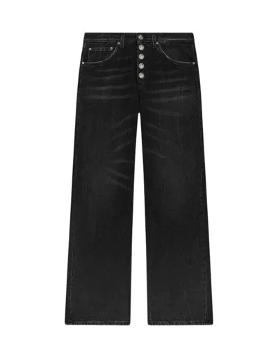 Dondup Wide Leg Black Jeans In Black