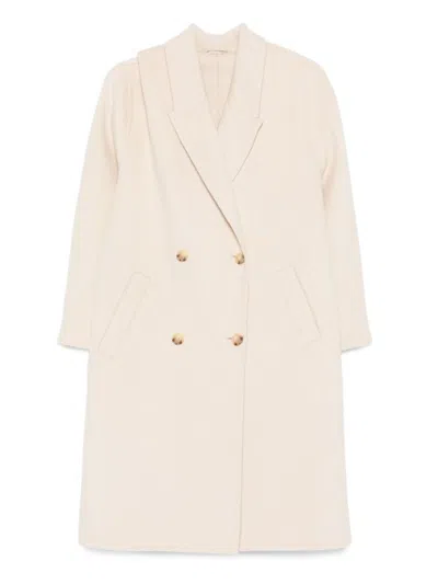 Liu •jo Double-breasted Beige Coat With Elegant Scarf Detail In Neutral