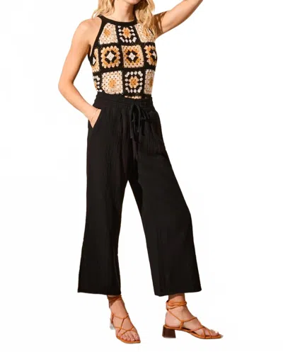 Tribal 2 Ways Wide Leg Pant With Side Slits In Black In Black