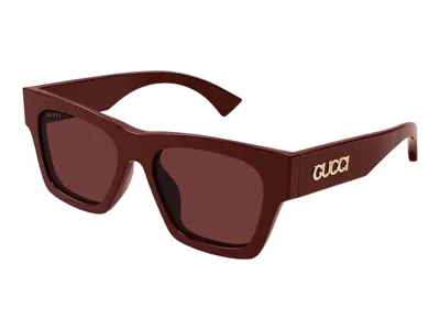 Pre-owned Gucci Rectangular Sunglasses In Burgundy Red (gg1835s/003)
